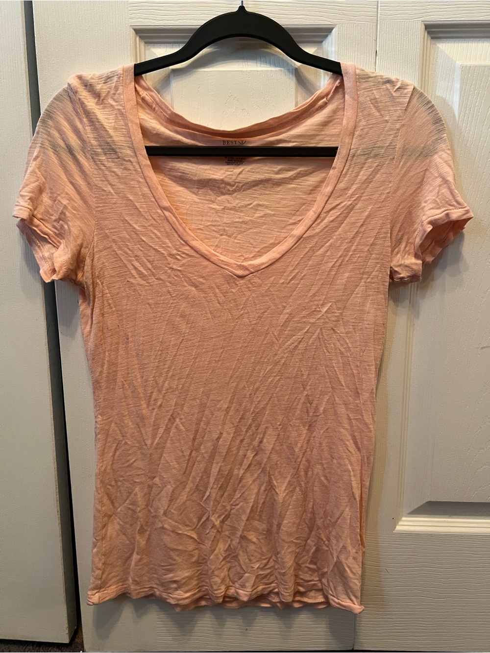 aerie Peach V-Neck Short Sleeve Tee
